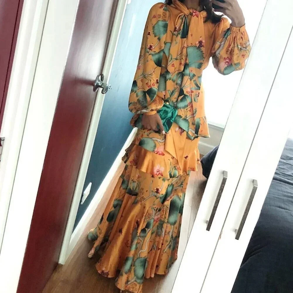 Johanna Ortiz x H&M Yellow Maxi Dress Sz 2 - Picture 4 of 10